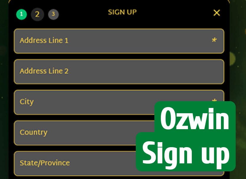 Registration at Ozwin casino